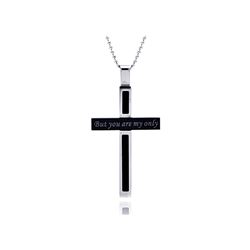 Stainless Steel Black Rhodium Plated Cross Quote Charm Pendant ssp00093
