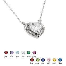 Sterling Silver Rhodium Plated Clear CZ Birthstone Pendant Necklace BGP00911