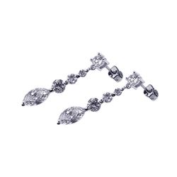 Sterling Silver Rhodium Plated Circle Oval CZ Dangling Earring ste00213