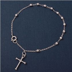 Sterling Silver High Polished Diamond Cut Rosary Bracelet 3mm - MEXROS14-B