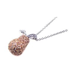 Sterling Silver Yellow CZ Gold Plated Pear Pendant Necklace bgp00040