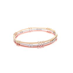 Sterling Silver Rhodium Plated Five Toned Three CZ Bangle Bracelet bgg00022