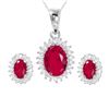 Image 1 : Sterling Silver Rhodium Plated Radial Burst Red CZ Set GMS00021RH-RUBY