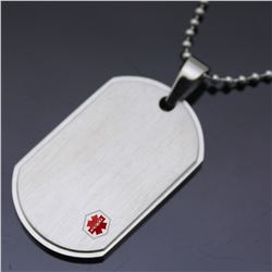 Stainless Steel Round Corner Medical ID Charm Pendant SSP00477