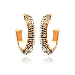 Sterling Silver Rhodium & Rose Gold Plated Coil Hoop Earring ite00045rgi