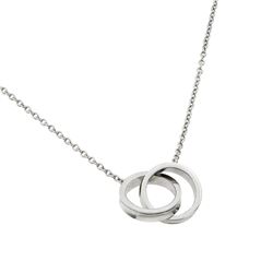 Sterling Silver Rhodium Plated Interlocking Rings Pendant Necklace STP01421