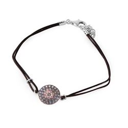 Sterling Silver Light Blue CZ Evil Eye Leather Strap Bracelet BGB00161