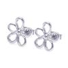 Image 1 : Sterling Silver Rhodium Plated Open Flower One Clear CZ Stud Earring ste00748