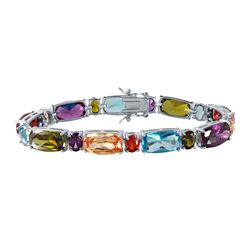 Sterling Silver Rhodium Plated Multi-Color CZ Bracelet BGB00254