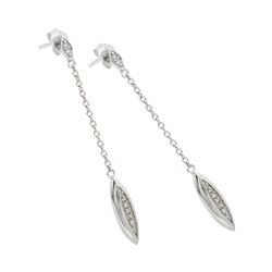 Sterling Silver Rhodium Plated Marquise CZ Wire Dangling Earring STE00518