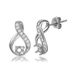 Sterling Silver Infinity Designed Personalized Mounting With Cubic Zirconia Stones Earrings - BGE003