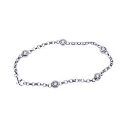 Sterling Silver Rhodium Plated Clear CZ Bracelet stb00382