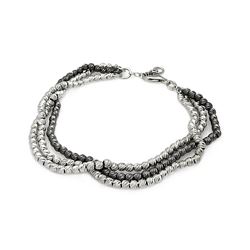 Sterling Silver Rhodium & Black Rhodium Plated Bead Strand Italian Bracelet itb00120blkrh