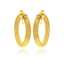 Sterling Silver Gold Plated Mesh Hoop Earring ite00039gp
