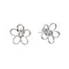 Image 1 : Sterling Silver Rhodium Plated Open Flower Center CZ Stud Earring BGE00395