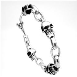 Stainless Steel Skull Link Bracelet ssb00204