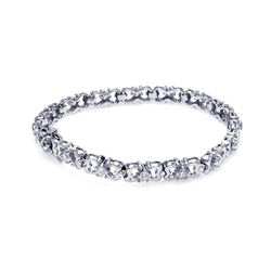 Brass Rhodium Plated Clear CZ Heart Link Bracelet bbb00013