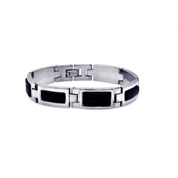 Stainless Steel Black Rubber Bracelet ssb00084
