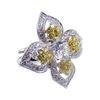 Image 1 : Sterling Silver Rhodium Plated Clear & Yellow CZ Flower Ring str00312