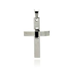 Stainless Steel Black Rhodium Plated Center Lock Cross Charm Pendant ssp00186