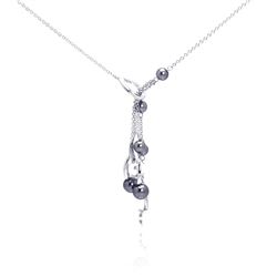 Sterling Silver Rhodium Plated Multi Pearl Drop Pendant Necklace bgn00051