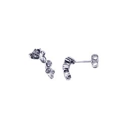 Sterling Silver Rhodium Plated Micro Pave Clear CZ Dangling Post Stud Earring ace00015