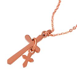 Stainless Steel Rose Gold Plated Cross & Charm Pendant SSP00480RGP