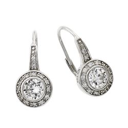 Sterling Silver Rhodium Plated Round Clear CZ Hoop Earring STE00962