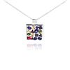 Image 1 : Sterling Silver Rhodium Square Multicolor Multishape CZ Necklace bgp00203