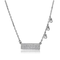 Sterling Silver Bar with 3 Hanging CZ Stones Necklace - BGP01093