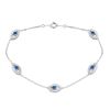 Image 1 : Sterling Silver Rhodium Plated Small Round Evil Eye Chain Bracelet GMB00027RH