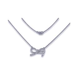 Sterling Silver Rhodium Plated Bowtie Pendant Necklace stp00785