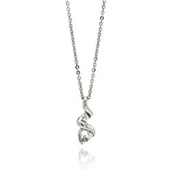Sterling Silver Rhodium Plated Wave CZ Necklace bgp00534