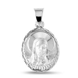 Sterling Silver High Polished Diamond Cut Jesus Medallion - JCA042-3