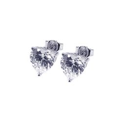 Sterling Silver Rhodium Plated Heart CZ Stud Earring ste00467