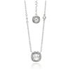 Image 1 : Sterling Silver Rhodium Plated Double Square CZ Necklace bgp00494