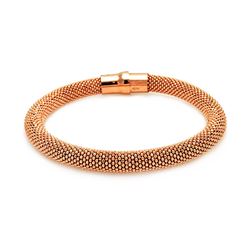 Sterling Silver Rose Gold Plated Large Beaded Italian Bracelet itb00010rgp