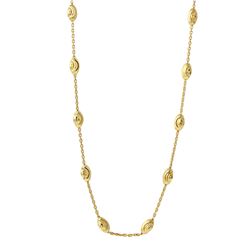36" Sterling Silver Diamond Cut Oval Gold Plated Italian Necklace ITN00092GP-36