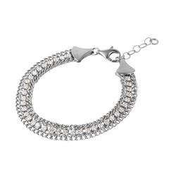 Sterling Silver Rhodium Plated Italian Tennis CZ Bracelet ITB00205RH