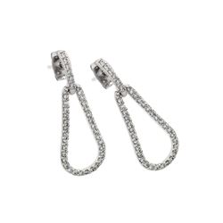 Sterling Silver Rhodium Plated Open Teardrop CZ Outline Stud Earring BGE00397
