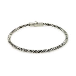 Sterling Silver Rhodium Plated Skinny Beaded Italian Bracelet itb00011rh