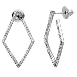Sterling Silver Rhodium Plated Open Diamond Shaped Earring with CZ - GME00057RH