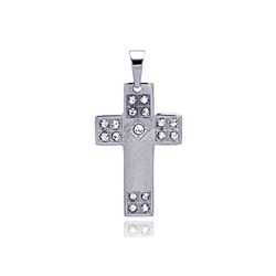 Stainless Steel Cross Clear Crystal Edges & Center Charm Pendant ssp00123