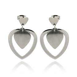 Stainless Steel High Polish Heart Hanging Stud Earring sse00064