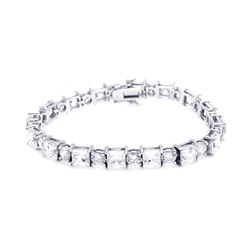 Sterling Silver Rhodium Plated Square & Round Clear CZ Tennis Bracelet stb00383
