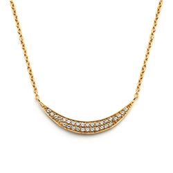 Sterling Silver Gold Plated Crescent CZ Inlay Necklace bgp00801