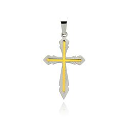 Stainless Steel Gold Plated Two Tone Cross Charm Pendant ssp00201