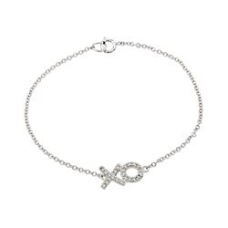 Sterling Silver Rhodium Plated XO CZ Bracelet bgb00190rhd