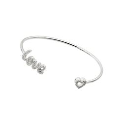 Sterling Silver Rhodium Plated Love & Heart Clear CZ Bracelet STB00511