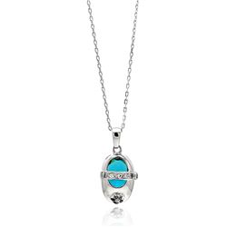 Sterling Silver Rhodium Plated BAby Shoe Blue CZ Necklace bgp00444